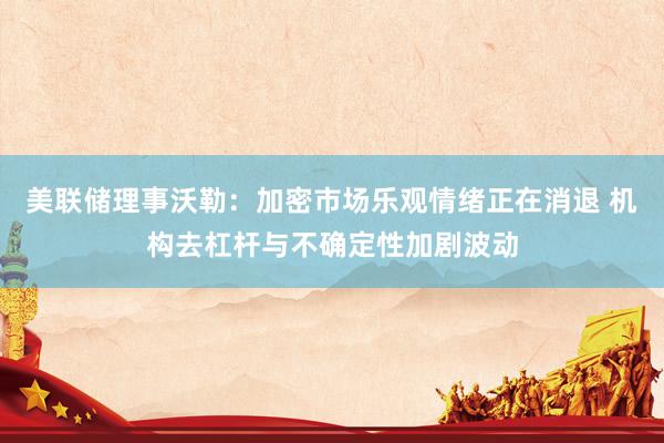 美联储理事沃勒：加密市场乐观情绪正在消退 机构去杠杆与不确定性加剧波动