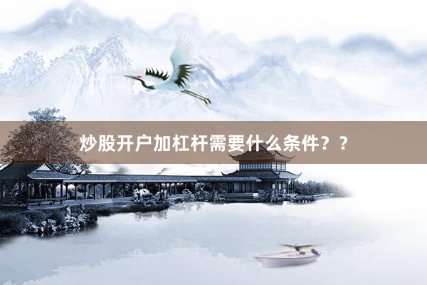 炒股开户加杠杆需要什么条件？？