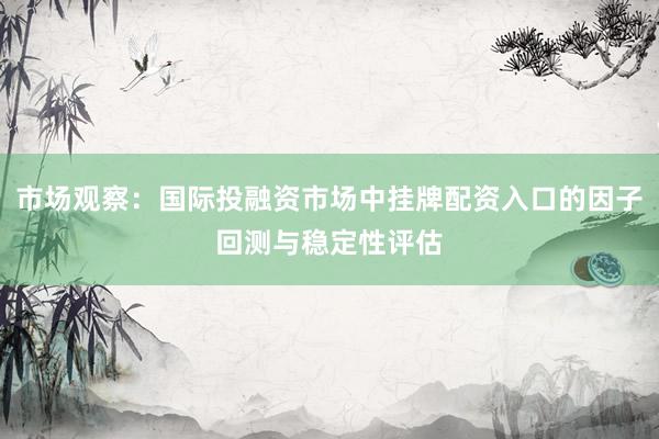 市场观察：国际投融资市场中挂牌配资入口的因子回测与稳定性评估