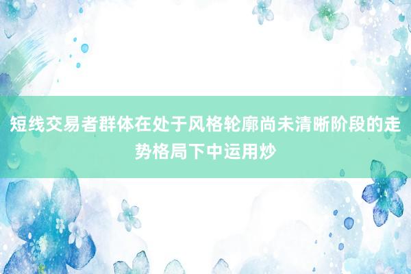 短线交易者群体在处于风格轮廓尚未清晰阶段的走势格局下中运用炒