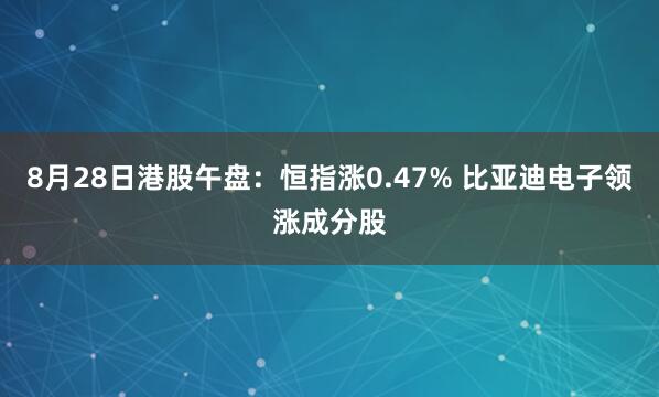 8月28日港股午盘：恒指涨0.47% 比亚迪电子领涨成分股